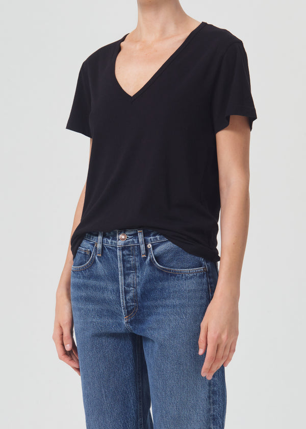 V Neck Tee in Black